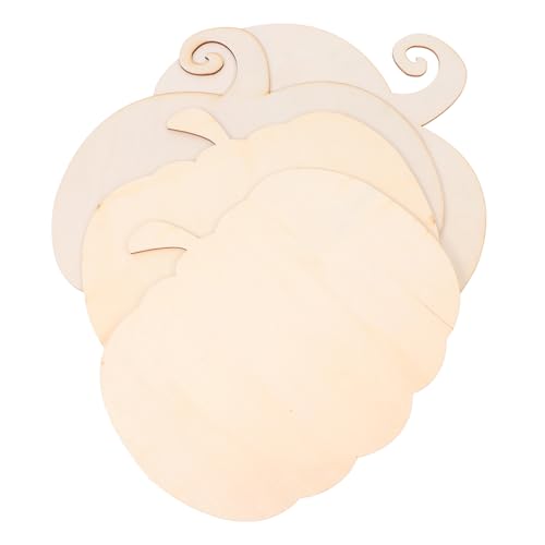 jojofuny 4 Stk. Teiliges Halloween DIY Unbemalte Holzplatten Kürbisformen Bastelmaterial Holzscheiben zum Bemalen Wand und Gartendeko von jojofuny