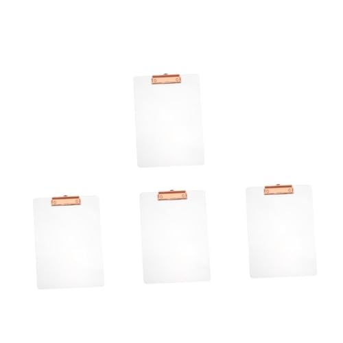 jojofuny 4 Stück Acryl Klemmbrett Transparentes Schreibbrett für Studenten Leichtes und Tragbares Büro Clipboard für Organisation von Dokumenten und Kreatives Schreiben von jojofuny
