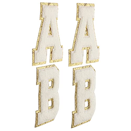 jojofuny 4 Stück Buchstaben Patches zum Aufbügeln Bestickte Flicken für Kleidung Jeans Taschen und Diy Projekte Glitzerkante Vielseitig und Langlebig von jojofuny