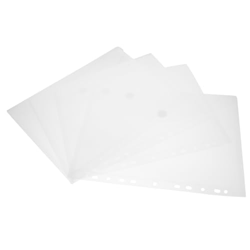 jojofuny 4 Stück Dokumententasche Transparente Schreibmappen für Büro und Schule Robuste Folie Gelochte Aufbewahrungstaschen für Unterlagen Belege und Visitenkarten von jojofuny