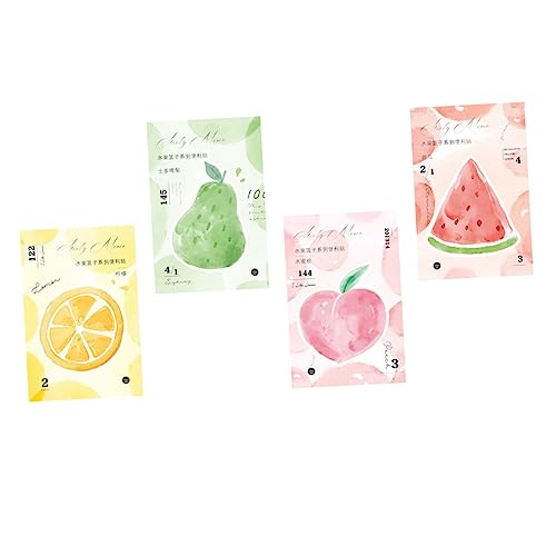 jojofuny 4 Stück Fruchtige Haftnotizen Selbstklebende Notizzettel mit Erdbeere Zitrone und Wassermelone Tear Able Plan Sticker für Büro und Zuhause von jojofuny