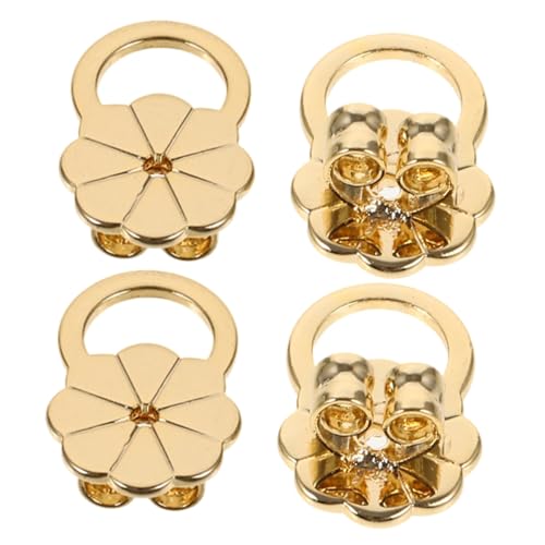 jojofuny 4 Stück Goldplattierte Ohrstecker Verschlüsse mit Antidrop Funktion Hypoallergen Stabile Ohrläppchen Sicherung Einfach zu Befestigen Modernes Blütenförmiges Design für Sicheren von jojofuny