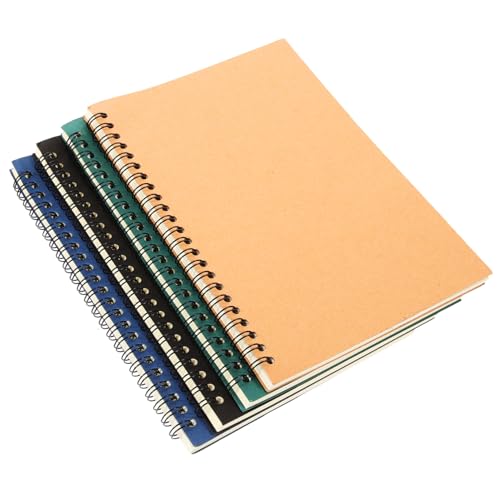 jojofuny 4 Stück Kraftpapier Notizbuch Teilig Spiralförmig für Planung und Organisation für Schule und Büro Schwarz Blau Grün und Naturfarbe pro Buch von jojofuny