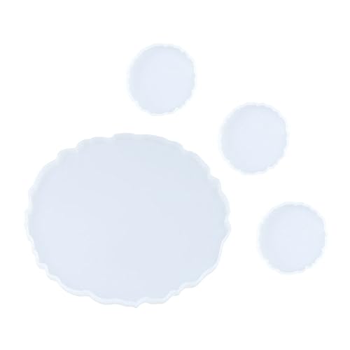 jojofuny 4 Stück Kristall-Epoxy-Form Handwerk Epoxid-Tischform Untersetzerform groß epoxidharz Epoxidschalenform Schalenform aus Silikon Form für Serviertabletts Kieselgel Weiß von jojofuny