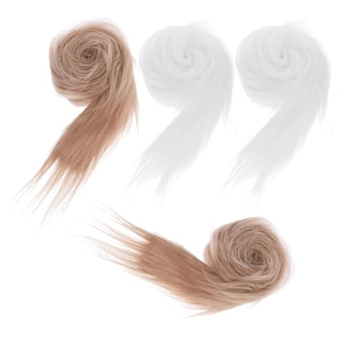 jojofuny 4 Stück Kunstfell Bordüre Weiß Khaki Flauschige Plüschstoff Streifen für DIY Weihnachtskostüm Dekoration Wintermode Zubehör von jojofuny
