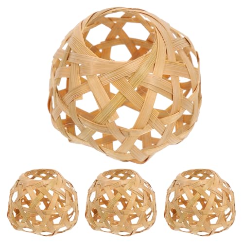 jojofuny 4 Stück Rattan Lampenschirm 7x5.3cm Kleine Bambus Gewebte Lampe Schirm Handgefertigter -Lampenschirme Gewebter Kronleuchter Lampenschirm Für Schlafzimmer Wohnzimmer Hotel von jojofuny