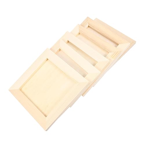 jojofuny 4 Stück Teiliges Bastelset Holz Bilderrahmen Glatte Oberfläche Sicher für Diy Tonkunst Geeignet für Kinderzeichnungen Malprojekte Collagen und Tonbilderrahmen von jojofuny