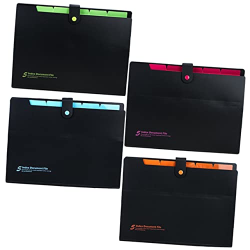jojofuny 4 Stück Teiliges Erweiterbares Dokumentenmappe für Schüler und Büro Fächerordner für Wichtige Unterlagen Briefe Quittungen und Schwarz Rosa Grün Orange Blau von jojofuny