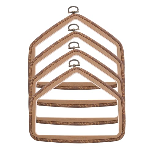 jojofuny 4 Stück Teiliges Hausform Vintage Holzoptik Dekorativer Handarbeitsrahmen für DIY Kreuzstich Kunstwerke Wanddeko Kleine Stickrahmen für Bastelprojekte von jojofuny