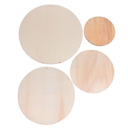 jojofuny 4 Stück Teiliges Runde Blanko Holzscheiben Unbehandelte Holzplatten zum Bemalen Glatte DIY Malgründe für Leichte Naturbelassene Holzscheiben für Kreative Bastelprojekte von jojofuny