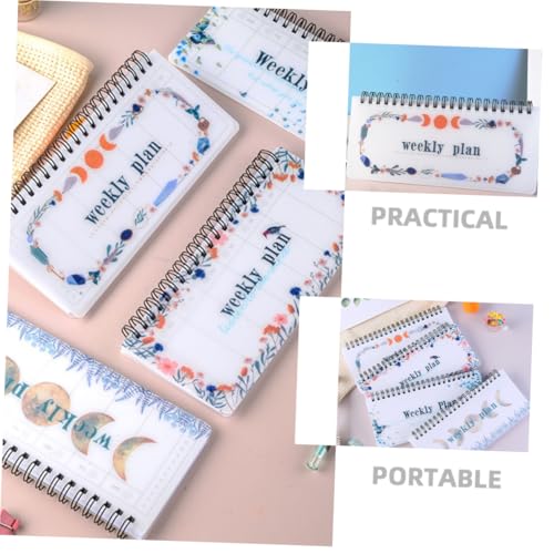 jojofuny 4 Stück Teiliges Spiral Notizbuch Set Wochen und Monatsplaner Tragbar mit pro Heft Praktischer Wochenplaner Notizblock für Schule Büro Alltag Design für Effiziente Planung von jojofuny