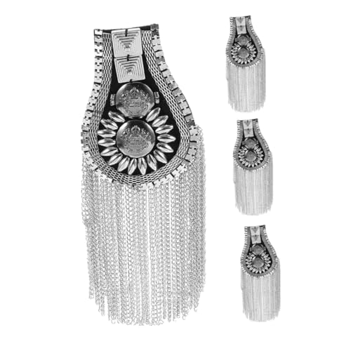 jojofuny 4 Stück Teiliges Tassel Schulterepauletten mit Nieten Punkige Fransen Schulterabzeichen Strapazierfähige Schulterbroschen für Bühnenauftritte Partys und Festival Outfits in Silber jojofuny 4 Stück Teiliges Tassel Schulterepauletten mit Nieten Punkige Fransen Schulterabzeichen Strapazierfähige Schulterbroschen für Bühnenauftritte Partys und Festival Outfits in Silber von jojofuny