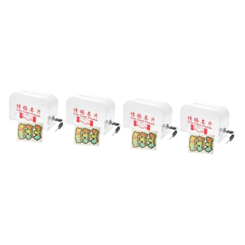 jojofuny 4 Stück Visitenkartenbox mit Schloss Praktischer Kartenhalter für Büro Reisen und Messen Transparentes Aufbewahrungsbox für Visitenkarten Platzsparend und Leicht zu Reinigen für von jojofuny