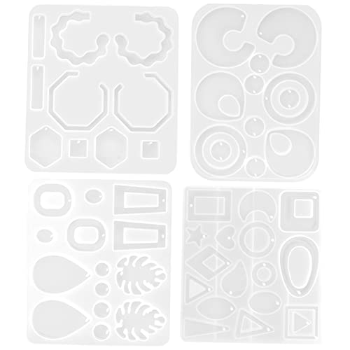 jojofuny 4 Stück Wiederverwendbare Silikon Ohrhänger Form Mold für Diy Schmuck Anhänger Flexible und Langlebige Gießform für Ohrringe von jojofuny