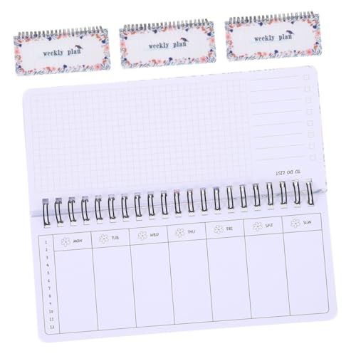 jojofuny 4 Stück Wochenplaner Notizbuch Spiralbindung Tragbar Flachliegend Reißbar To-do Liste Notizblock für Schüler Studenten Berufstätige Terminplanung von jojofuny