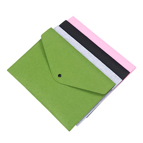 jojofuny 4 Stücke Filz Dokumententasche Tragbare Ordner für Büro und Schule Umweltfreundliches Material zur Aufbewahrung von Dokumenten Schwarz Hellgrau Rosa Grün von jojofuny