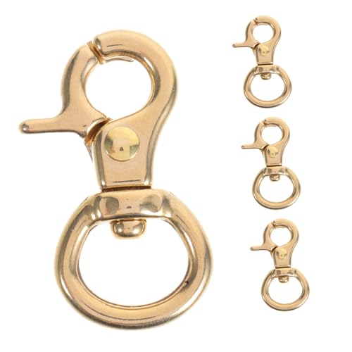 jojofuny 4 Stücke Reine Kupferfeder -Hakenschnalle DIY -Klauenverschlüsse Schnapphaken Drehscheibe Lanyard Snap Hook Hummer Drehschalter Klauenverschluss Drehseil aus Metall Messing Golden von jojofuny