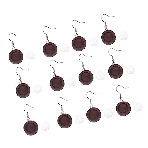 jojofuny 40 Stück Diy Ohrring Zubehör Holz Ohrhaken und Rundplatten für Schmuckherstellung Dunkelkaffee Runde Anhänger und Cabochons für Kreative Bastelprojekte von jojofuny