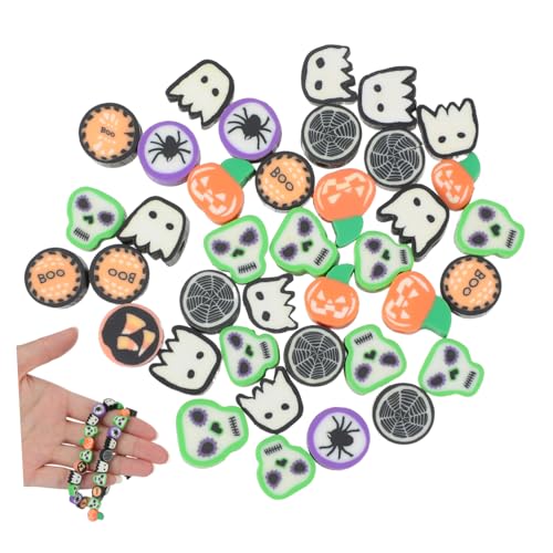 jojofuny 40 Stück Halloween Polymer Clay Perlen Leichte DIY Schmuckperlen für Armbänder und Halsketten Tragbare Kürbis Geist Schädel Bastelperlen für Kreative Schmuckherstellung jojofuny 40 Stück Halloween Polymer Clay Perlen Leichte DIY Schmuckperlen für Armbänder und Halsketten Tragbare Kürbis Geist Schädel Bastelperlen für Kreative Schmuckherstellung von jojofuny