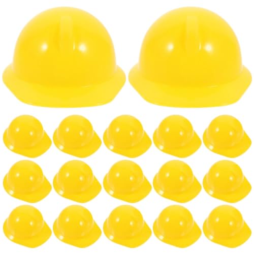 jojofuny 40 Stück Mini-Puppenhelme aus Kunststoff Miniatur-Bauhut – Bau-Verkleidungshüte für Kinder-Ingenieurparty – Gelb von jojofuny