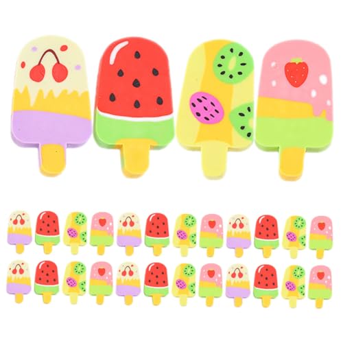 jojofuny 40 Stück Teiliges Bunte Mini Radiergummis in Eiscreme und Früchteform für Robuste Papier Schonende Schulmaterialien für Klassenraum Belohnungen und Partys von jojofuny