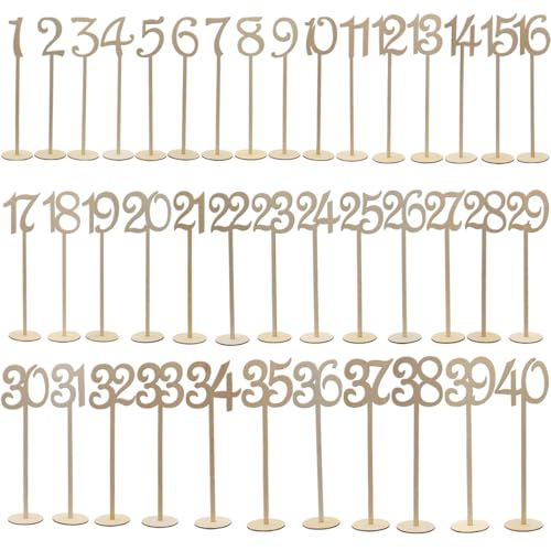 jojofuny 40 Stück Tischnummern für Hochzeiten, aus Holz, mit Halterung, rustikaler Empfang, für Party, Bankett, Hochzeit, Geburtstag jojofuny 40 Stück Tischnummern für Hochzeiten, aus Holz, mit Halterung, rustikaler Empfang, für Party, Bankett, Hochzeit, Geburtstag von jojofuny
