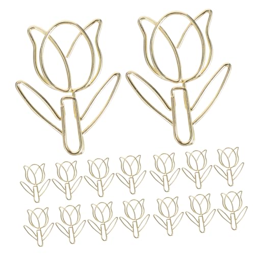 jojofuny 40 Stück Tulpenförmige Büroklammern Kreative Papierclips Blumendesign Büro und Schulbedarf Praktische Aufbewahrungsbox Stilvolle für Frauen von jojofuny