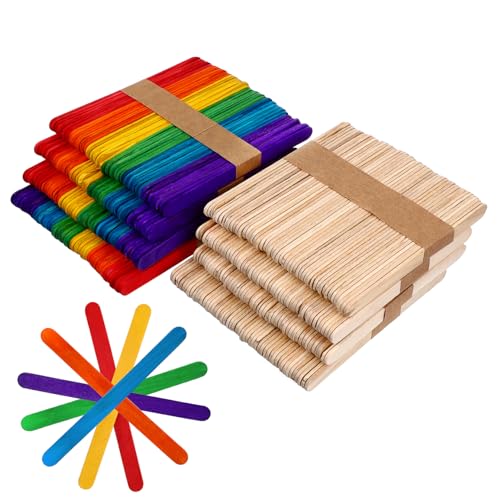 jojofuny 400 Stück Bastelsticks Naturholz Bündel Naturfarbe Bunte Sticks für Diy Projekte Bastelbedarf für Erwachsene von jojofuny