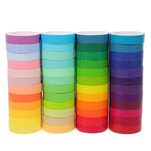 jojofuny 48 Rollen Farbige Washi Papier Klebebänder Dekorative Diy Tapes für Scrapbooking Tagebuchgestaltung und Handwerksprojekte Einfach Abreißbar und Haftstark Vielseitig Einsetzbar von jojofuny