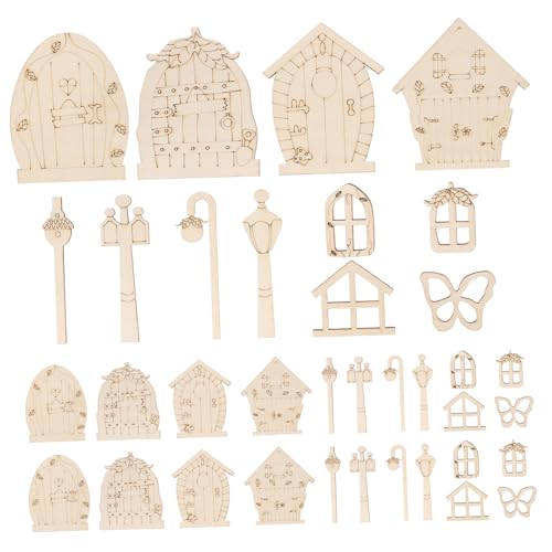 jojofuny 48 Stück Dekoration aus Holzspänen unvollendet Form Scheiben Wandhängedekoration unlackierte DIY-Holzspäne malen Holzspäne Holzausschnitt holz DIY ausschnitt von jojofuny