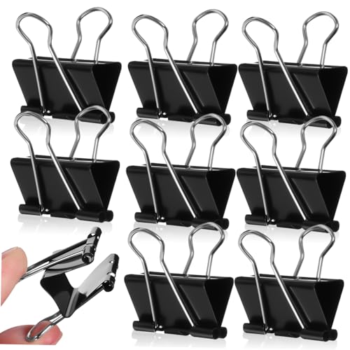 jojofuny 48 Stück Langes Schwanzclip -Schreibwaren Mini-Bindeklammern kleine Büroklammern winzige Heftklammern Ordnerklammern für das Büro Zubehör für Büroordner Papierclips Metall Schwarz von jojofuny