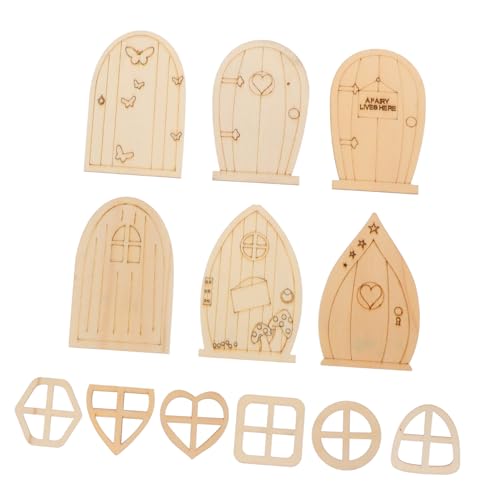 jojofuny 48 Stück Unbemalte Holz Feengartentüren Diy Miniatur Garten Dekoration Unfertige Holzschnitt für Kreative Projekte und Malen für Erwachsene von jojofuny