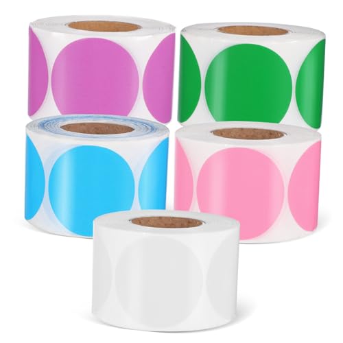 jojofuny 5 Rollen Etiketten Rund Selbstklebend Wasserfest Farbig pro Robuste Aufkleber für Barcode Versand Codierung Sortierung Beschriftbar für Büro und Lager jojofuny 5 Rollen Etiketten Rund Selbstklebend Wasserfest Farbig pro Robuste Aufkleber für Barcode Versand Codierung Sortierung Beschriftbar für Büro und Lager von jojofuny