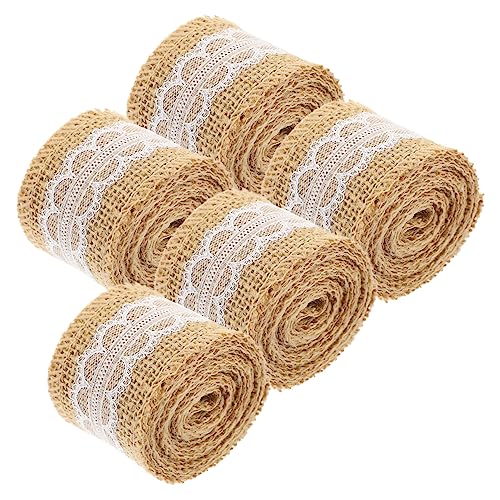 jojofuny 5 Rollen Jute Spitzenband Dekorative Bastelribbons für Hochzeiten und Feste Geschenkverpackungsbänder Diy Bastelmaterialien für Boxen Bouquets und Mehr jojofuny 5 Rollen Jute Spitzenband Dekorative Bastelribbons für Hochzeiten und Feste Geschenkverpackungsbänder Diy Bastelmaterialien für Boxen Bouquets und Mehr von jojofuny
