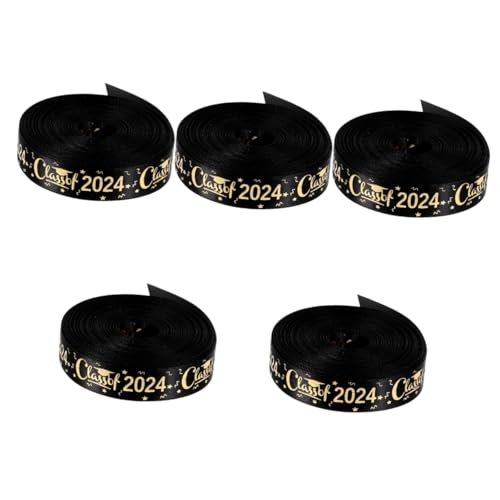 jojofuny 5 Rollen Verpackungsband Für Die Abschlusssaison Großartig Band Umwickeln Dekorativ Glitzerndes Goldband Wickelband Schleife Goldenes Geschenkband Dekoration Gruß Black Polyester von jojofuny