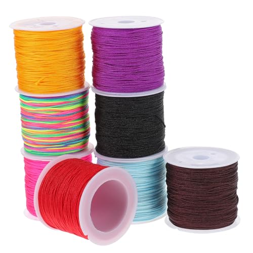 jojofuny 5 Sätze Geflochtenes Seil Armbandherstellung Armband Schnur Häkelgarn Stricken Strickfaden Farbiges Strickgarn Unterfaden Zum Sticken Häkelgarn Zum Häkeln Nylon 8 Rollen * 5 von jojofuny