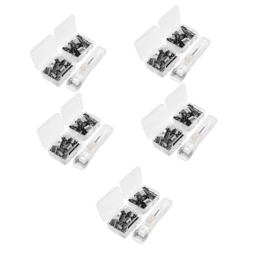 jojofuny 5 Sätze Hefterschieber Büro Papierclip -Spender Desktop-Hefter nachfüllbarer Clip-Hefter wiederverwendbarer Dokumentenhefter kompakter Hefter Handhefter Metall von jojofuny