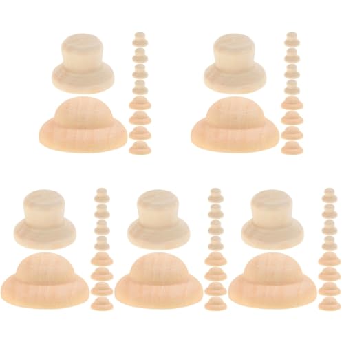 jojofuny 5 Sätze Hut Aus Unbemalten Holzklammern Puppenhüte Zum Basteln Miniatur-puppenhüte Leerer Hölzerner Puppenhut Holzhandwerk Unvollendeter Hut Beige 40 Stück * 5 von jojofuny