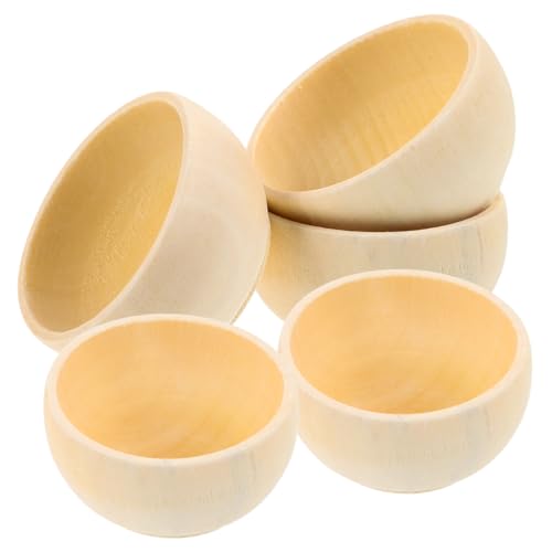 jojofuny 5 Stk Holzschüssel Sortierschalen Holz Holzschalen Zum Bemalen Diy Holzschalen Gewürzschalen Aus Holz Diy Unfertige Schalen Unvollendete Bastelschalen Mini Kind Hölzern von jojofuny