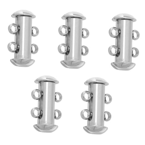 jojofuny 5 Stück Edelstahl Doppelreihiger Schmuckverschluss für Halsketten und Armbänder Sicherer Vielseitiger DIY Connector für Mehrlagige Schmuckgestaltung von jojofuny