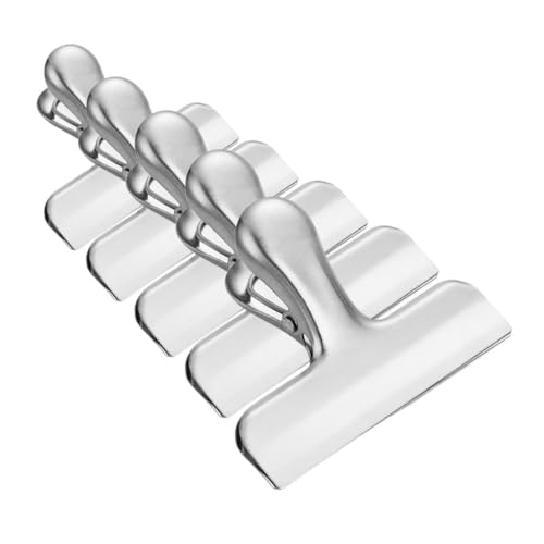 jojofuny 5 Stück Edelstahlclip Lebensmittelklammern Für Taschen Essensclips Kleine Cliptasche Clips Für Chips Und Andere Lebensmittelbeutel Schwere Tasche Metallclip Rostfreier Stahl Silver von jojofuny