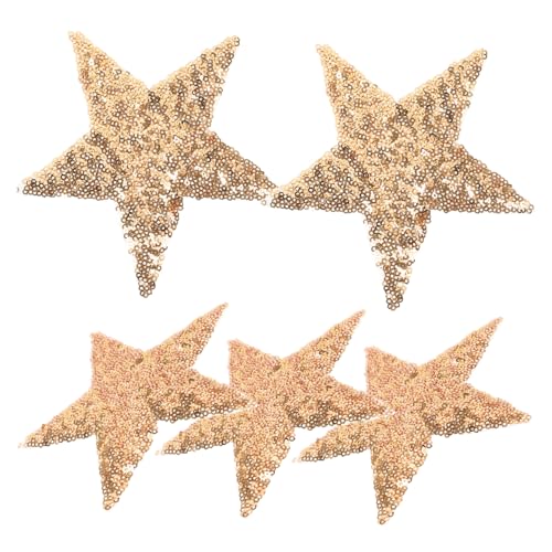 jojofuny 5 Stück Mit Pailletten Bestickter Aufnäher Patch Stern Reparaturflicken Für Pufferjacken Warme Stellen Flecken Party-hochzeit Flicken Aufnähen Diy-versorgung Golden von jojofuny