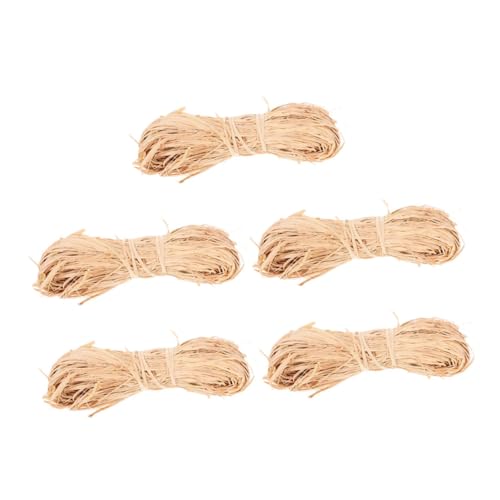 jojofuny 5 Stück Natürliche Raffia Bastbänder Bündel Bastband für DIY Bastelarbeiten Floristik Geschenkverpackung Hochzeitsdekoration Naturfarben Nachhaltiges Bastpapier von jojofuny