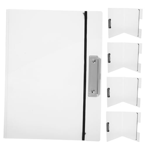 jojofuny 5 Stück Ordner Board Information Book Schreibwarenmappen Dateiordner-Zwischenablage Zwischenablage-Ordner Dokumentenordner Dokumentclip tragbares Klemmbrett Weiß von jojofuny