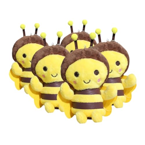 jojofuny 5 Stück Plüsch-Schlüsselanhänger Bienenkinder Mini-Bienen aus Filz Party thematisiert Rucksack Bienen schlüsselanhänger Bienenspielzeug Bienenfigur Bienenpuppe PP Baumwolle von jojofuny