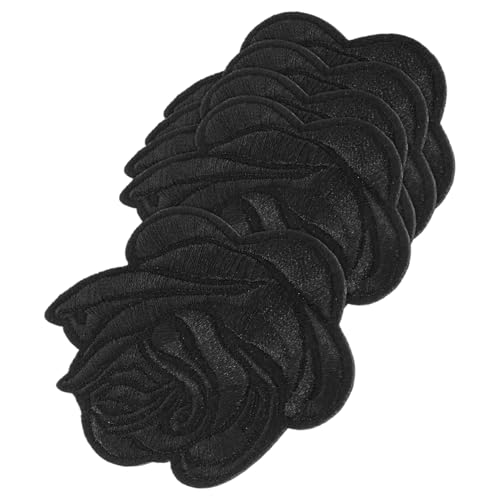 jojofuny 5 Stück Rosenbeet Stickereiflecken Patch Blumenflecken nähen Rosenflecken schwarze und weiße Aufnäher zum Aufbügeln Aufnäher für Blumen Aufbügelbare Herzflicken Baumwolle Black von jojofuny
