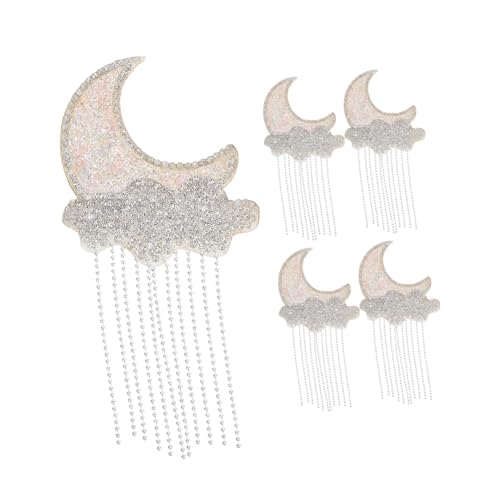 jojofuny 5 Stück Teiliges Mond und Wolken Strass Patches mit Selbstklebendem Rücken Hitzebeständige Applikationen für Kleidung Taschen Handyhüllen DIY Schmuckverzierung Langlebig und von jojofuny