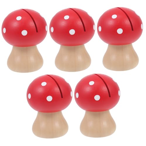 jojofuny 5 Stück Teiliges Pilzförmige Holz Kartenhalter für Visitenkarten Notizen und Fotos Tischkartenhalter Dekoratives Büro und Partyaccessoire in Rot jojofuny 5 Stück Teiliges Pilzförmige Holz Kartenhalter für Visitenkarten Notizen und Fotos Tischkartenhalter Dekoratives Büro und Partyaccessoire in Rot von jojofuny