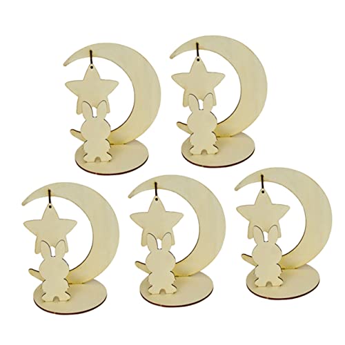 jojofuny 5 Stück Teiliges Puzzle Holzspielzeug Mondkaninchen Lernspielzeug für Einfach zu Montieren für Kreative Bastelprojekte und Heimdekoration von jojofuny