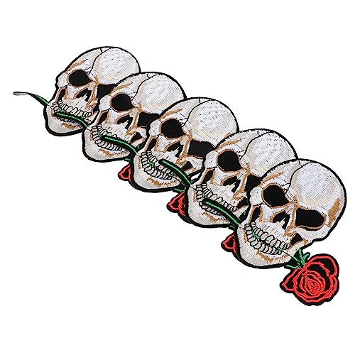 jojofuny 5 Stück Teiliges Skull Patch Aufbügelbare Stickerei für Kleidung Hüte und Accessoires DIY Dekoration mit Einzigartigem Punk Stil für Kreative Nähprojekte von jojofuny